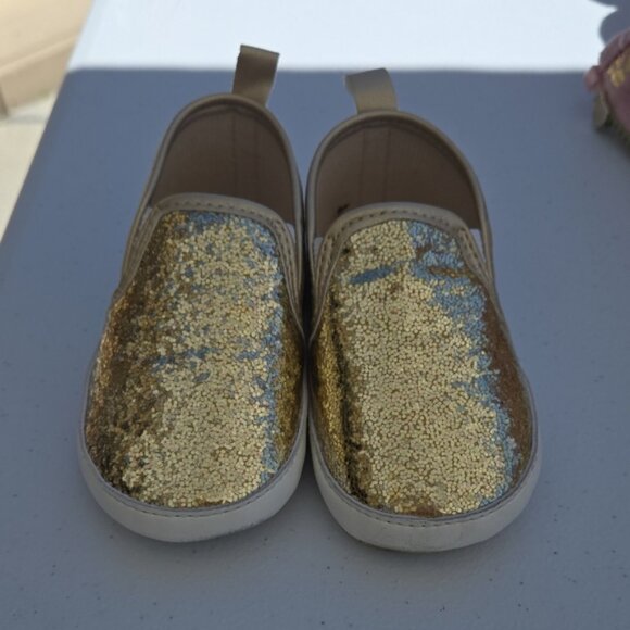 Gold Glitter Kids Slip-On Shoes - Picture 1 of 4